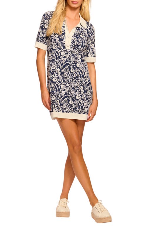 Ramy Brook Erin Knit Short Sleeve Mini Dress In Navy Boucle