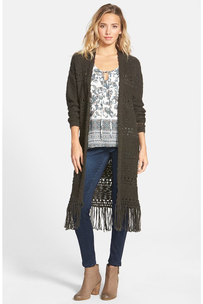 Long Cardigan, Main, color, BLACK PEAT