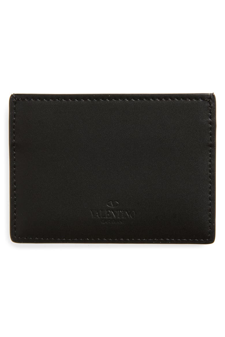 VLTN Leather Card Case, Alternate, color, N78 NERO/ MULTICOLOR