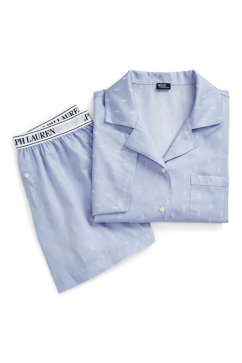 Pony Logo Short Pajamas, Alternate, color, BLUE