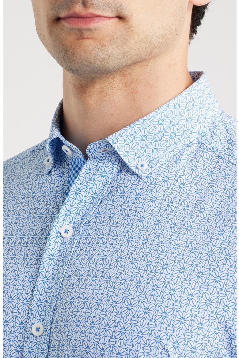 XC+™ Football Print Performance Button-Down Shirt, Alternate, color, ROYAL