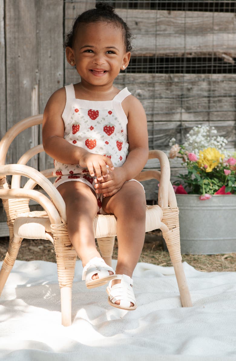 Petit Lem Strawberry Organic Cotton Knit Tank & Shorts Set, Alternate, color, Light Pink