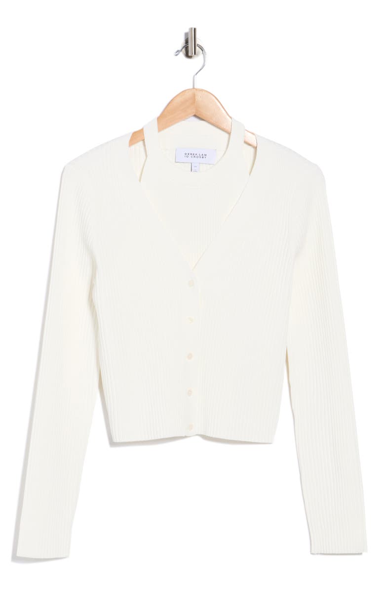 Derek Lam 10 Crosby Lonnie Layered Sweater, Main, color, White