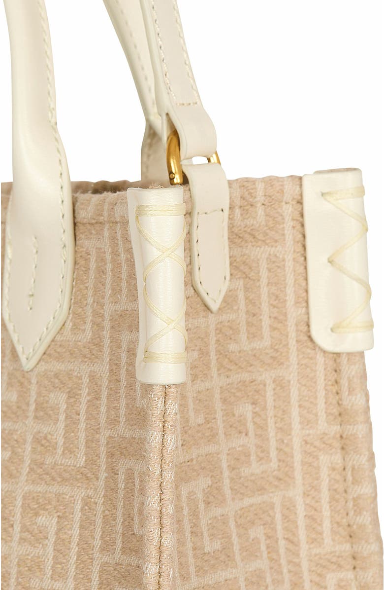 Balmain B-Army Small Monogrammed Canvas And Leather Tote Bag, Alternate, color, Beige