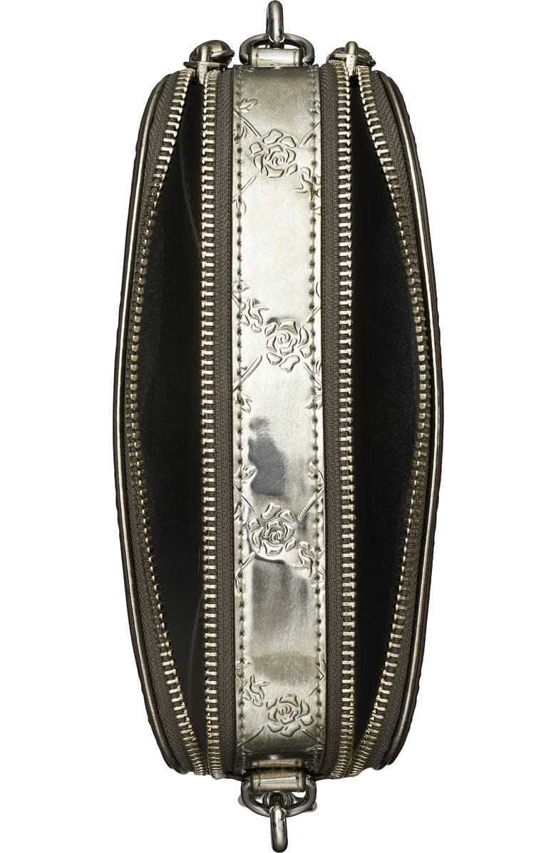 Tory Burch Mini Miller Embossed Floral Metallic Leather Crossbody Bag, Alternate, color,