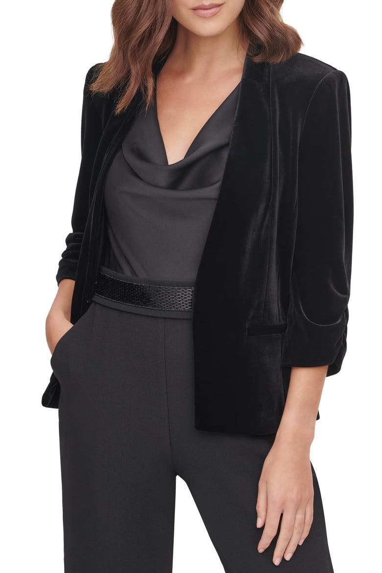 Velvet Blazer, Main, color, BLACK