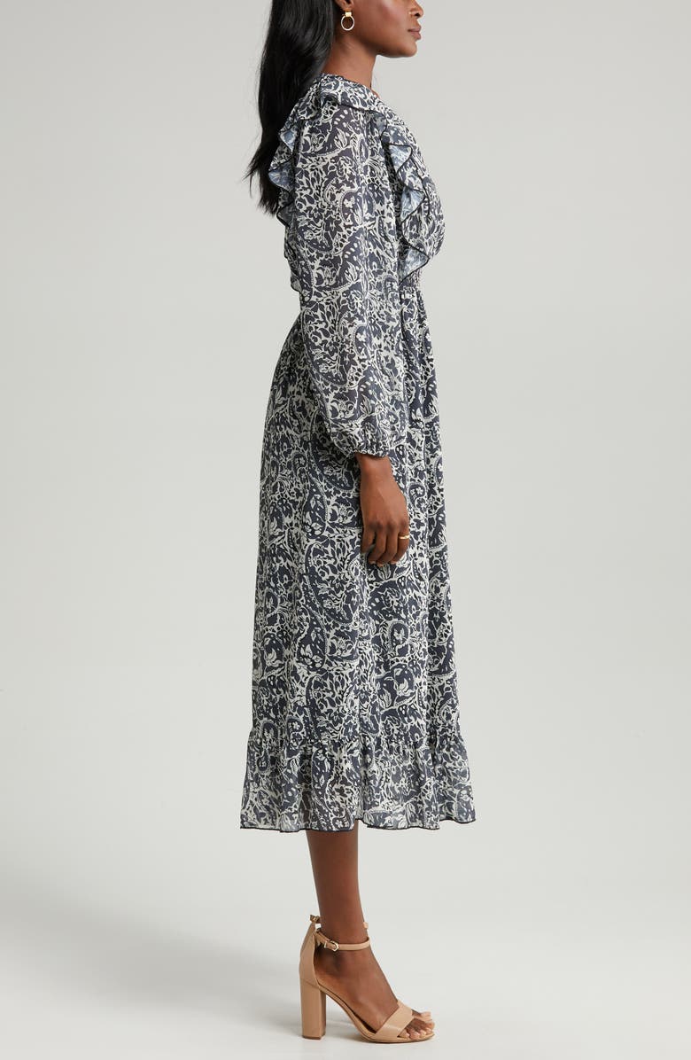 Sam Edelman Wallpaper Paisley Smocked Waist Long Sleeve Dress, Alternate, color, Mineral Multi