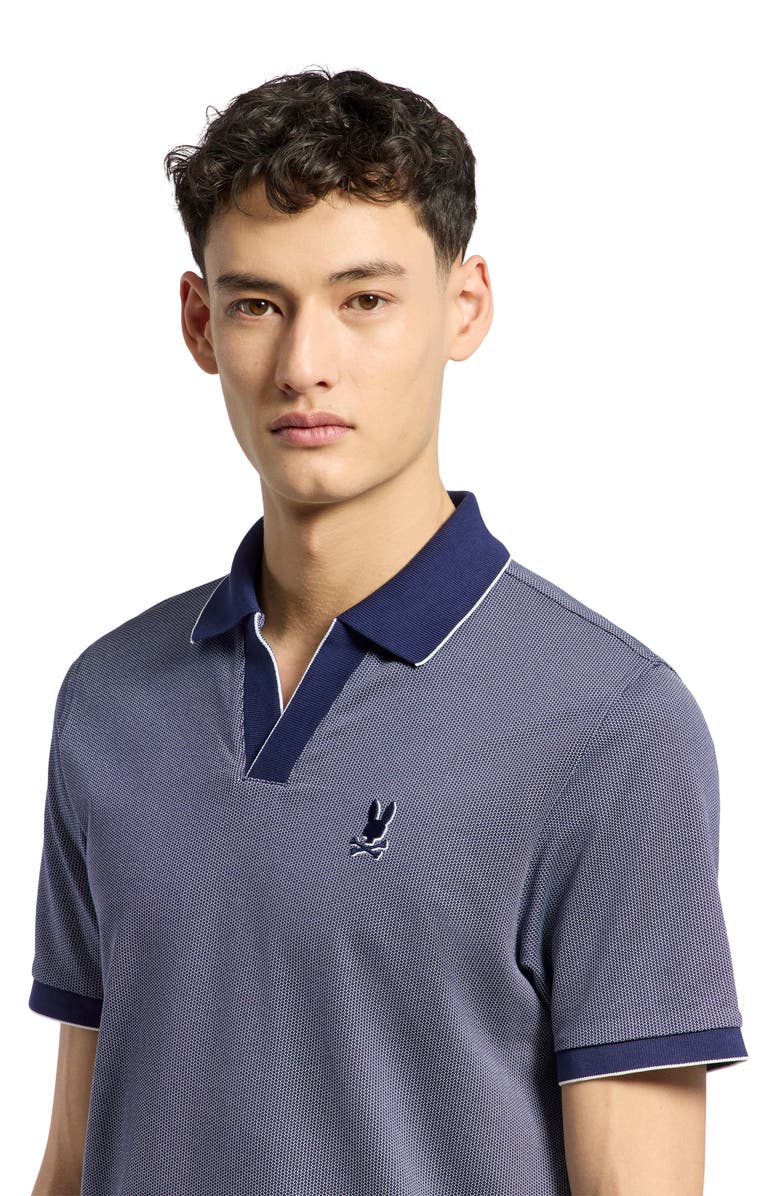 Psycho Bunny Mackay Jacquard Johnny Collar Polo, Alternate, color, Evening Blue