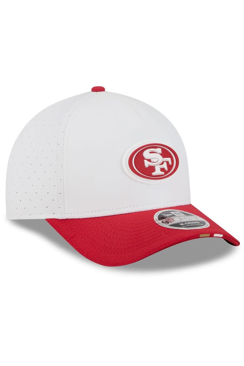 Men's New Era  White/Scarlet San Francisco 49ers 2025 NFL Training Camp A-Frame 9FORTY Adjustable Hat, Alternate, color, White