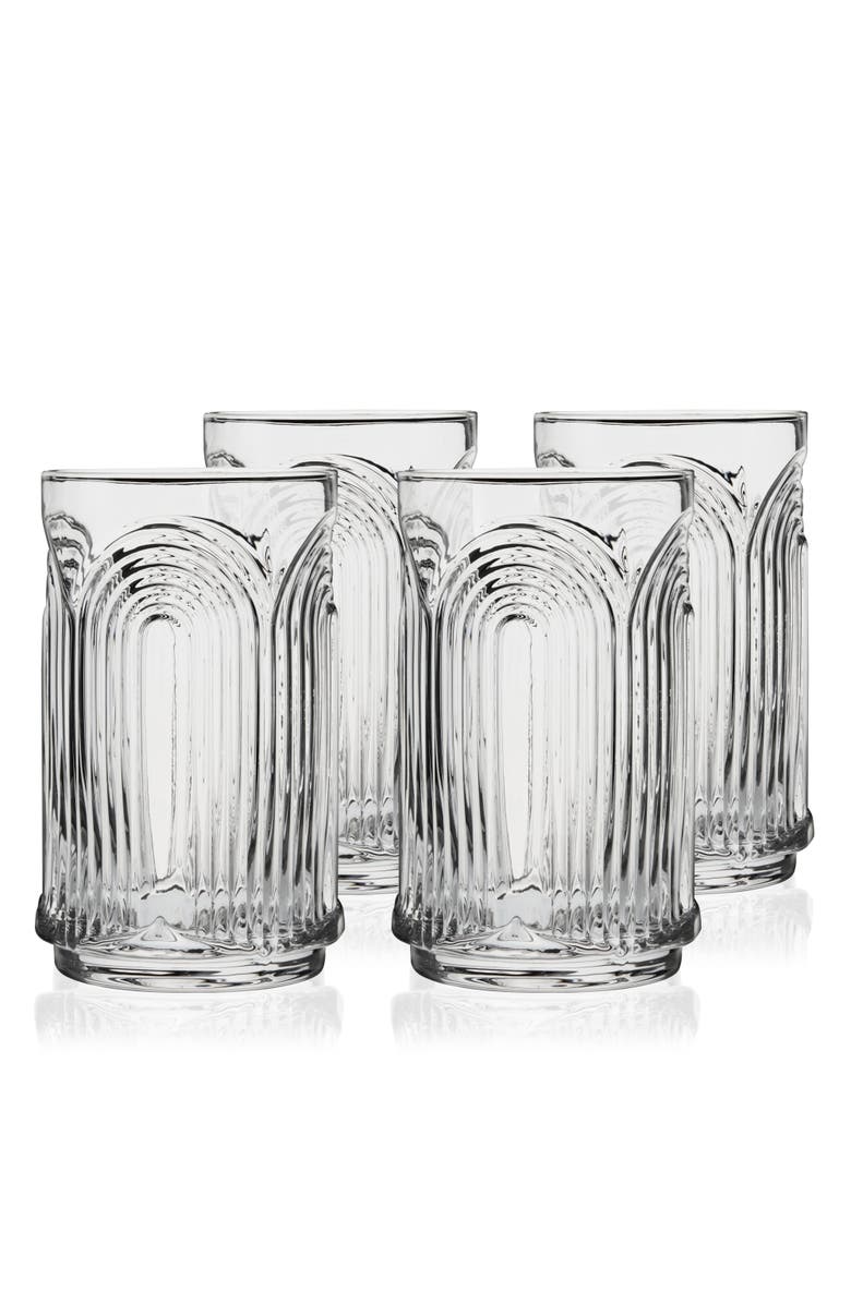 Viski Deco Beau Crystal Highball Glasses Set of 4, Main, color, Clear