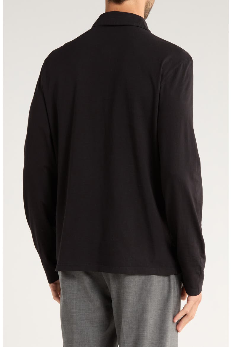 Cotton Long Sleeve Polo, Alternate, color, BLACK