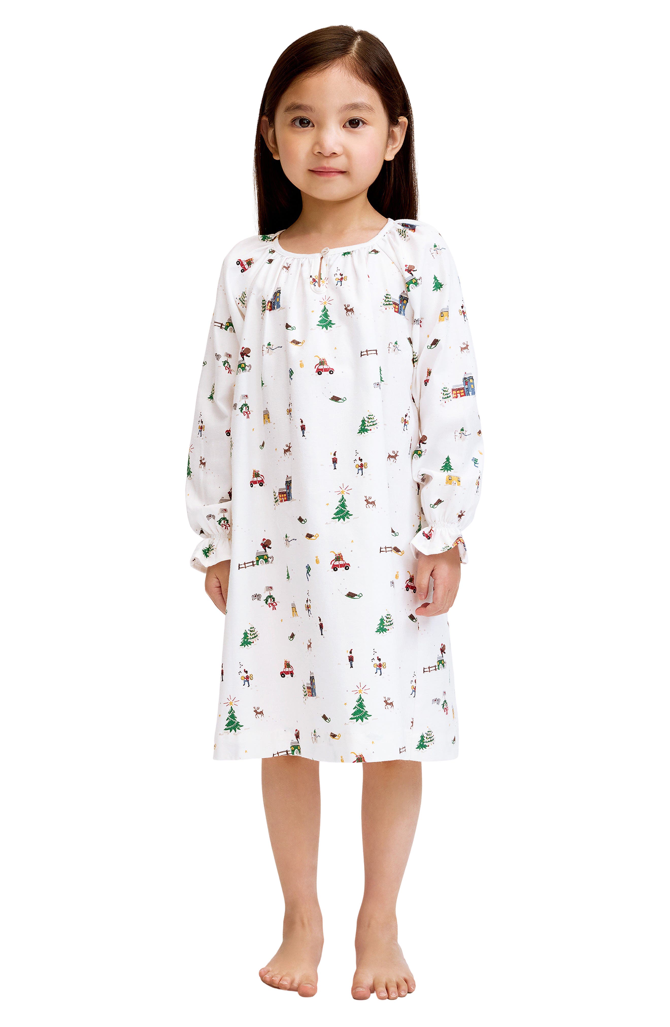 Petite Plume Kids' Delphine Holiday Town Cotton Blend Nightgown