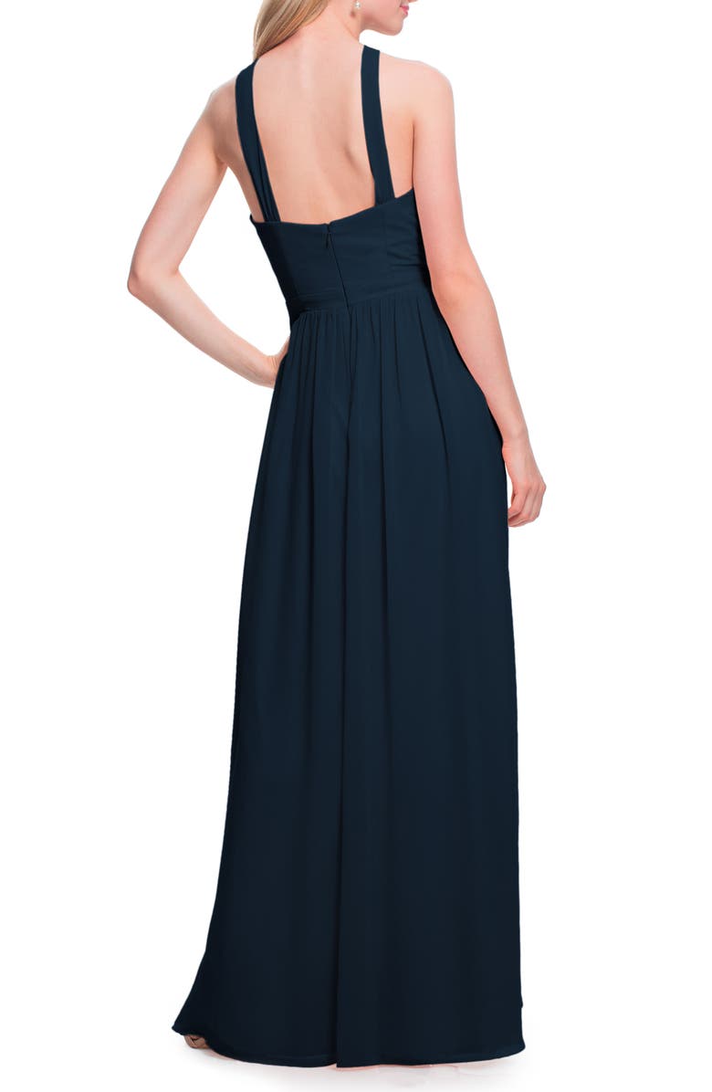 #Levkoff Halter Chiffon A-Line Gown, Alternate, color, 
