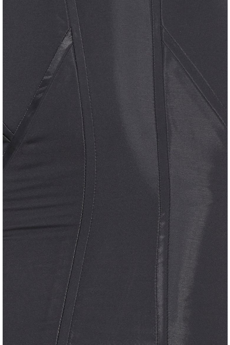 'Kelsey - Liquid Vinyl' Woven Trumpet Gown, Alternate, color, BLACK