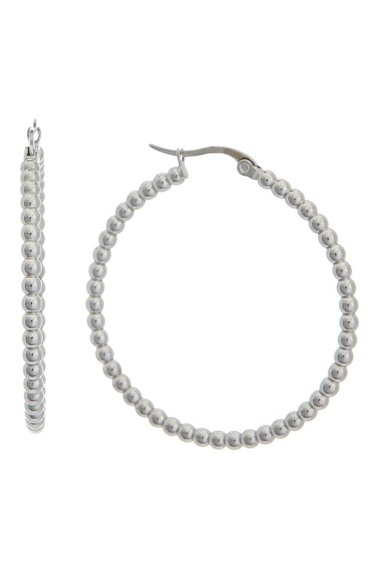 Beaded Hoop Earrings, Main, color, WHITE