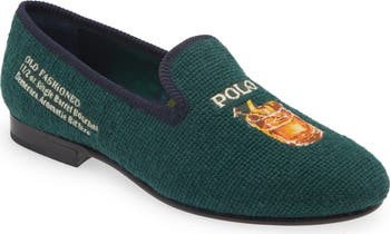 Ralph Lauren Paxton Polo Bar Dress Shoes Needlepoint Slippers Green Mens Paxton Polo Bar Needlepoint Slipper main image 3