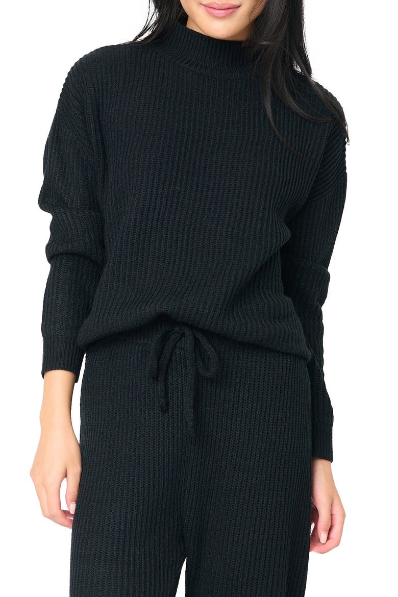 Gigi Rib Mock Neck Sweater, Main, color, BLACK