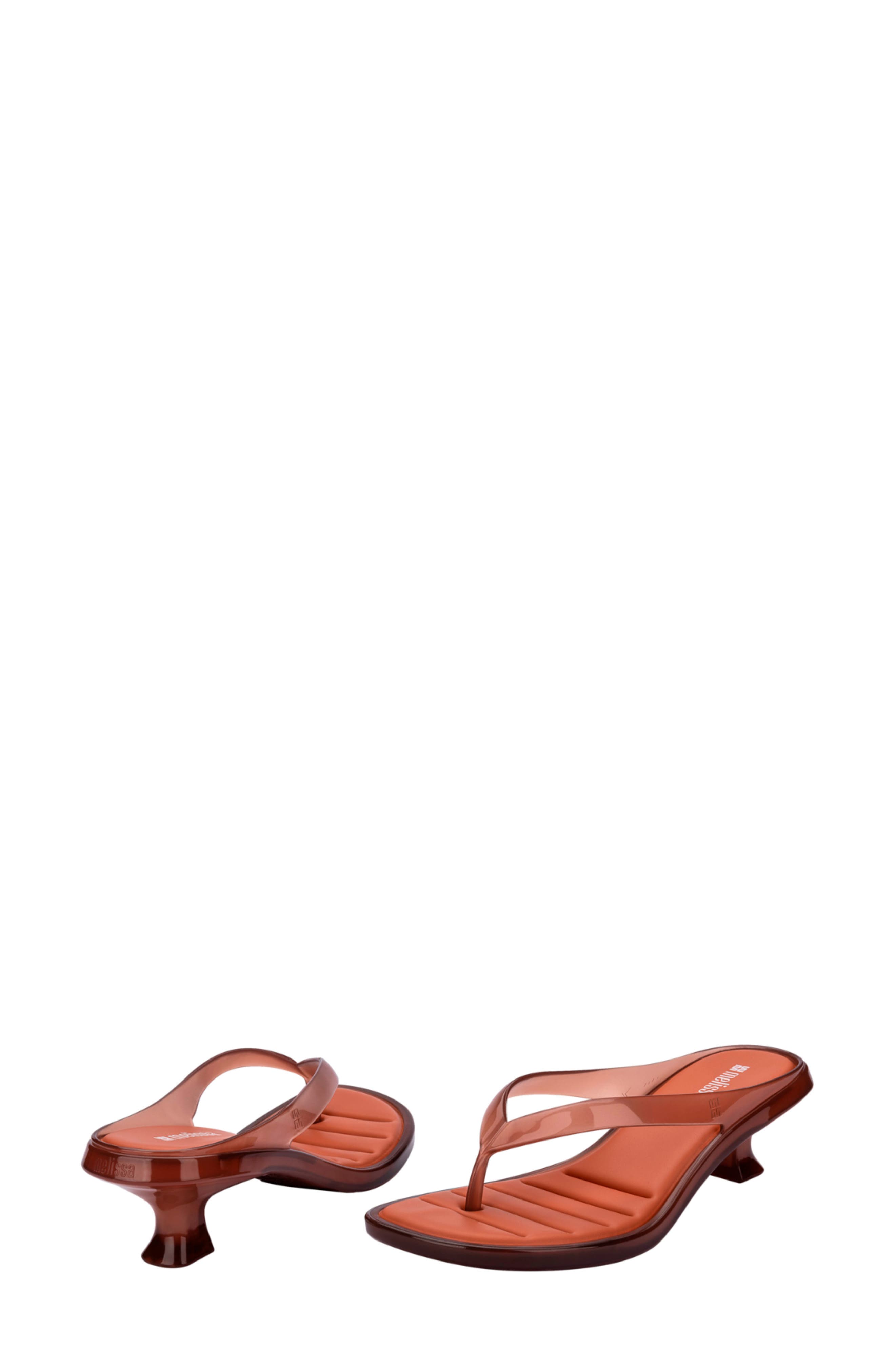 Kitten Heel Flip Flop, Alternate, color, BROWN/ORANGE