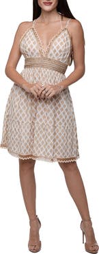 RANEES Plunge Neck Tiered Dress