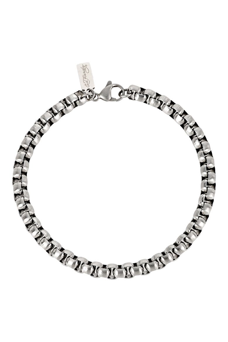 Men's Box Chain Bracelet, Main, color, SILVER