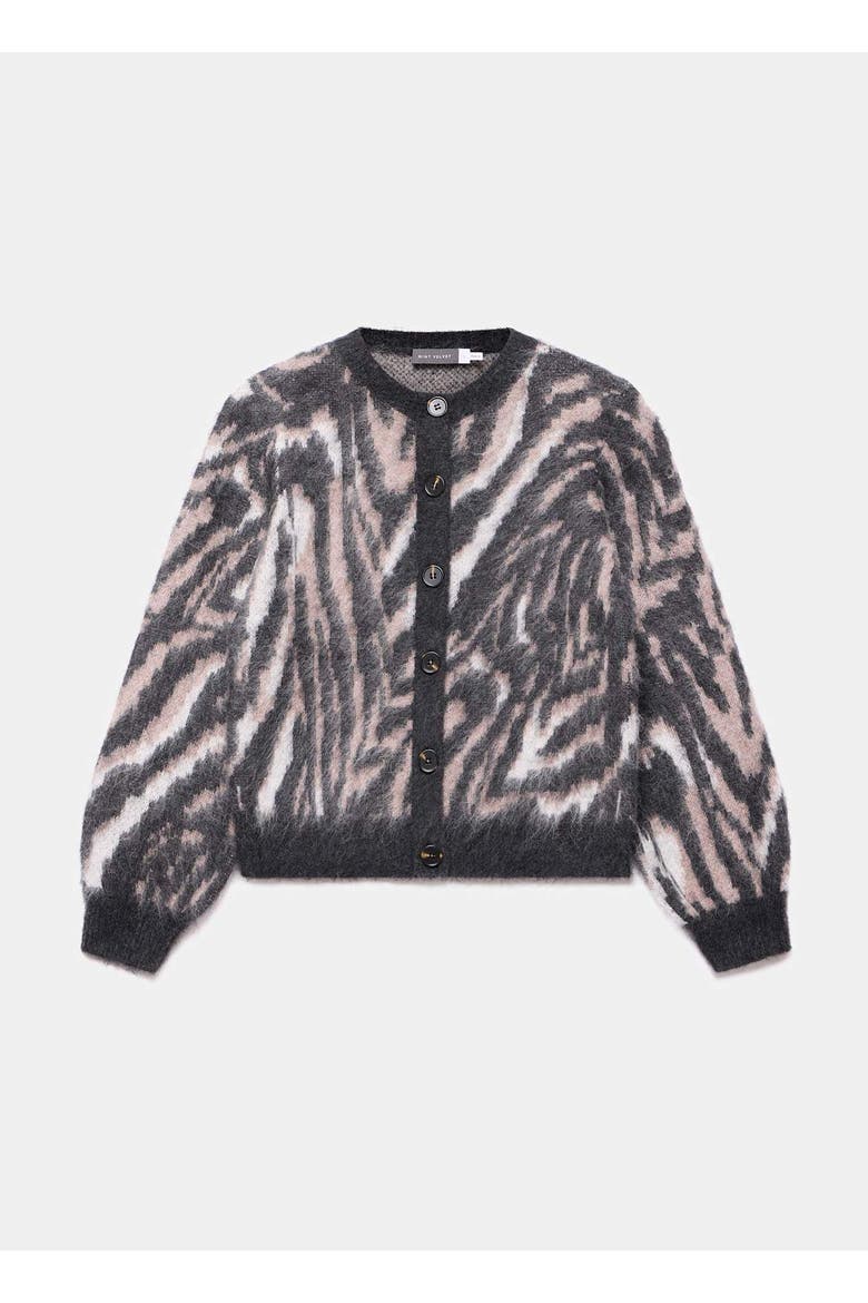 Zebra Knit Cardigan, Alternate, color, Neutral