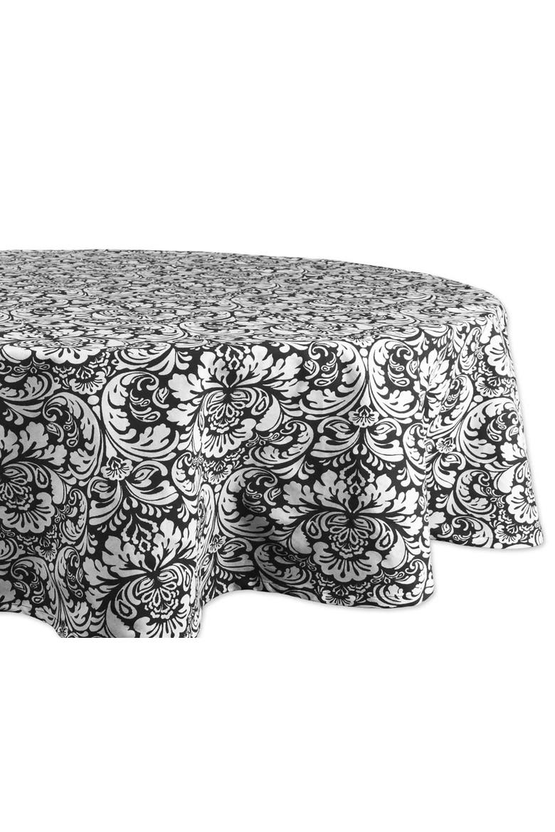 Black Damask Tablecloth 70 Round, Main, color, Black
