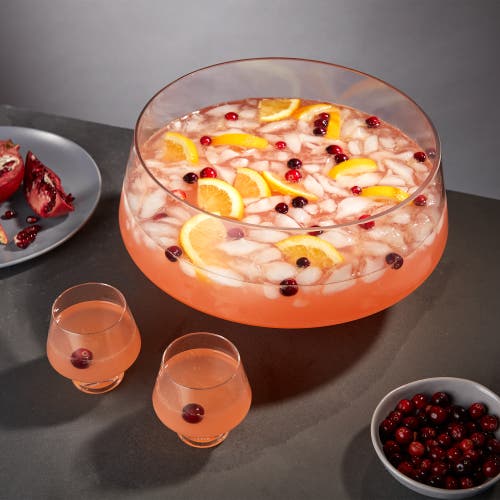 Viski Raye Footed Heavy Base Punch Bowl In Clear