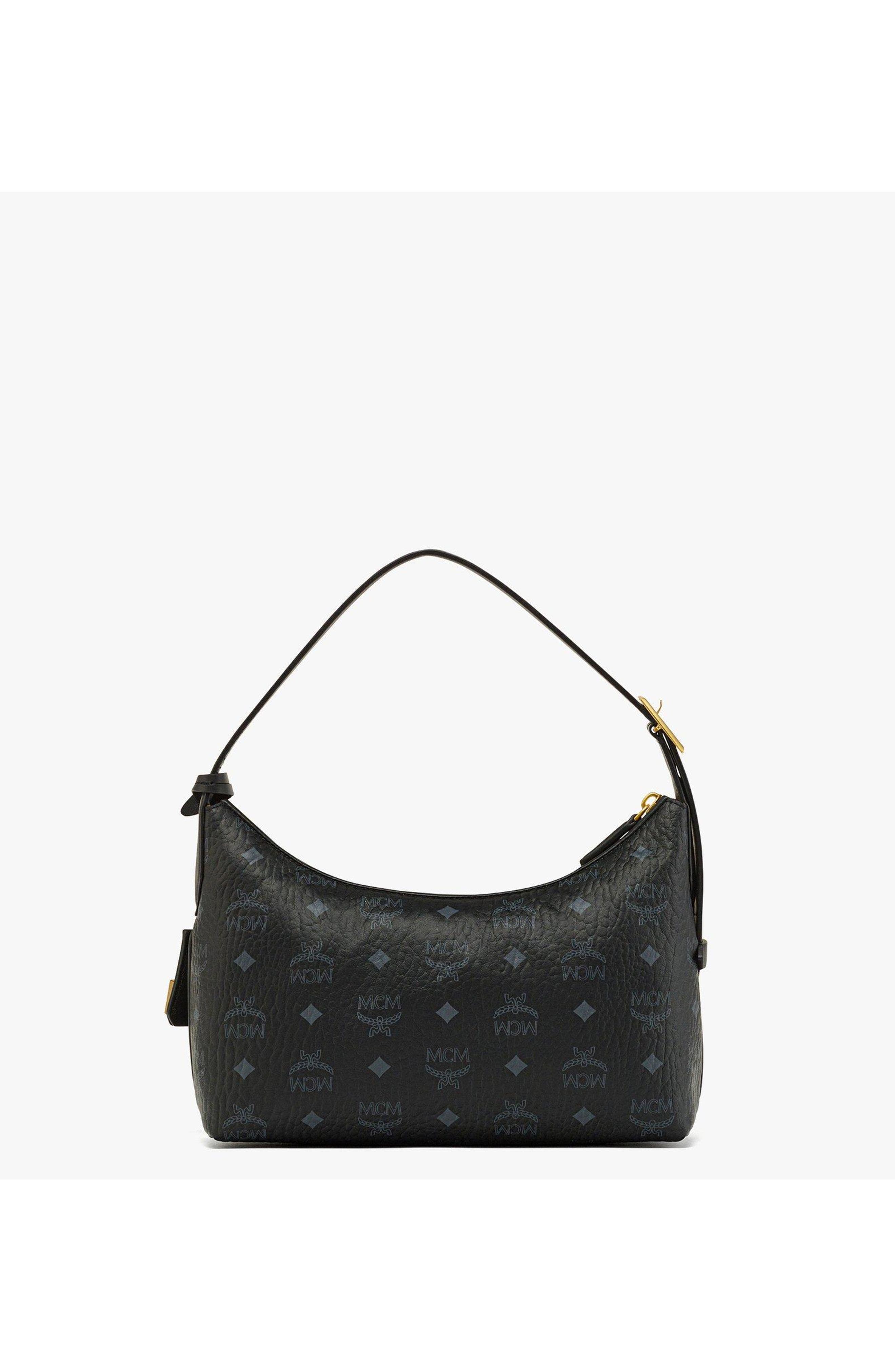 MCM Aren Hobo in Visetos, Alternate, color, Black