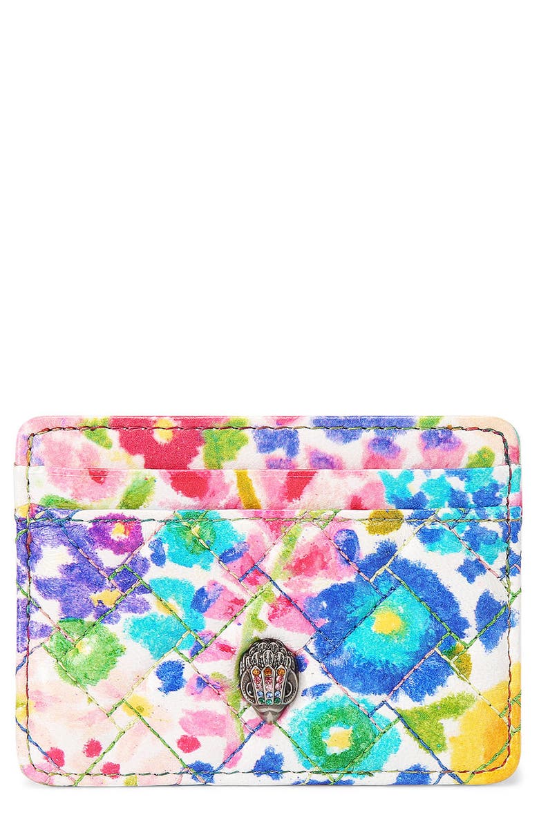 Kurt Geiger London Floral Couture Kensington Floral Couture Leather Card Holder, Main, color, 