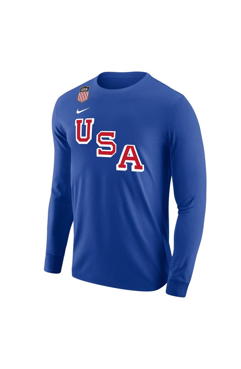 Nike Men's Nike Auston Matthews Royal US Hockey 2026 Name & Number Long Sleeve T-Shirt, Alternate, color, Royal