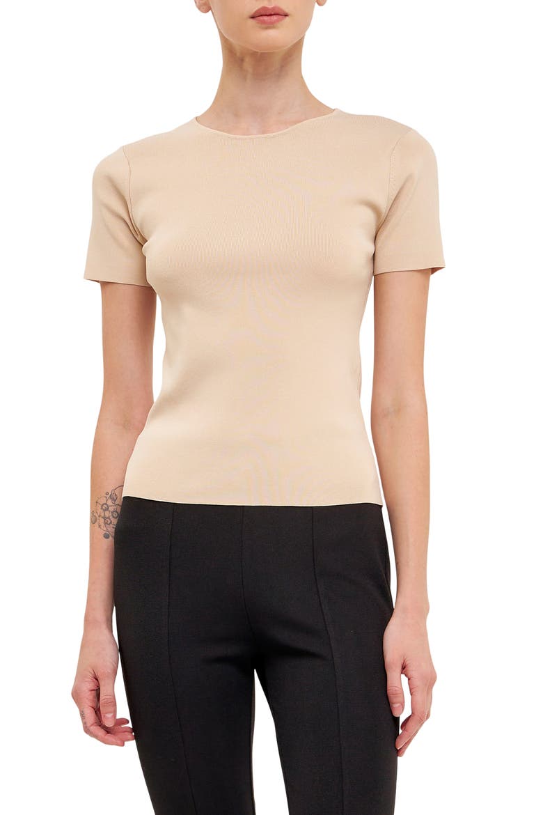 Back Cutout Knit Top, Main, color, BEIGE