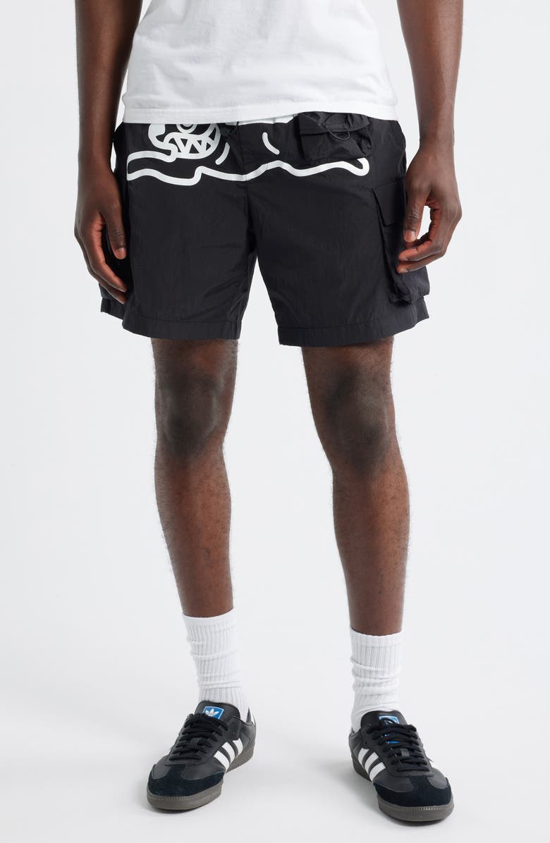 ICECREAM Running Dog Graphic Cargo Hiker Shorts, Main, color, Black