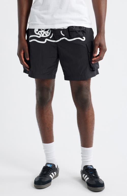 Icecream Running Dog Graphic Cargo Hiker Shorts In Black