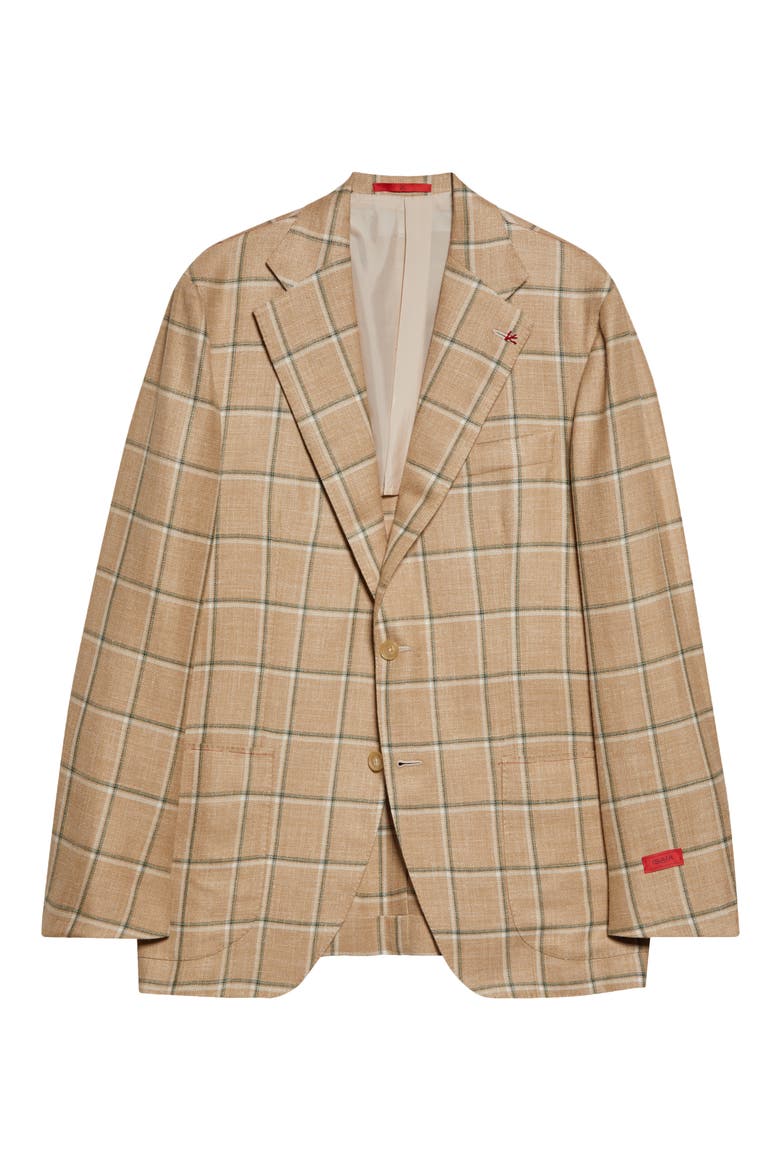 Check Wool, Silk & Linen Sport Coat, Alternate, color, LIGHT BEIGE
