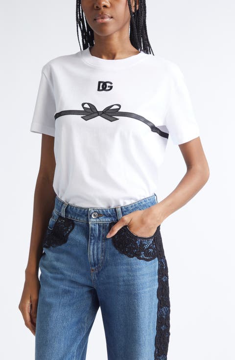 Logo Embroidered Bow Appliqué T-Shirt
