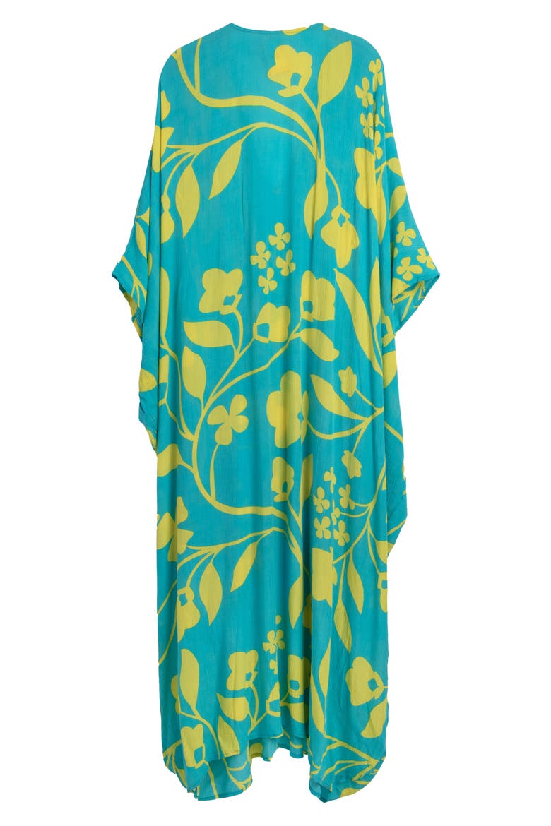 Floral Print Cover-Up Kaftan, Alternate, color, BLUE