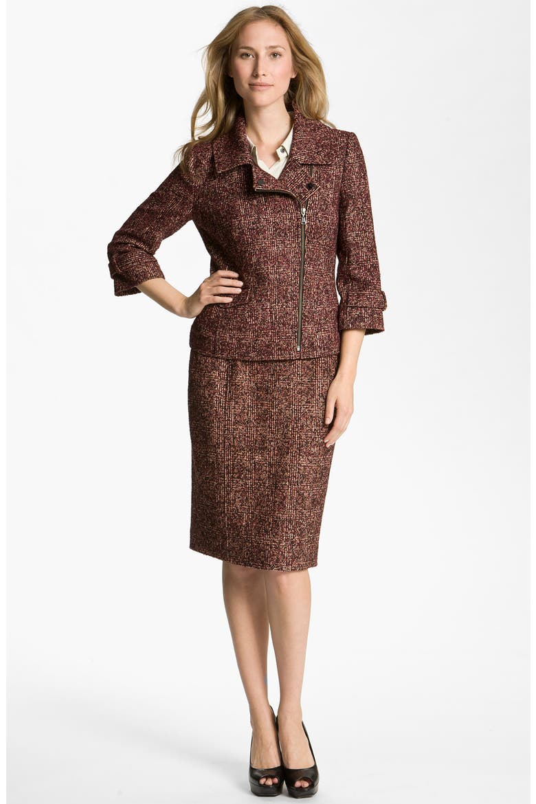 'Cambon' Tweed Pencil Skirt, Alternate, color, RED GRAPE