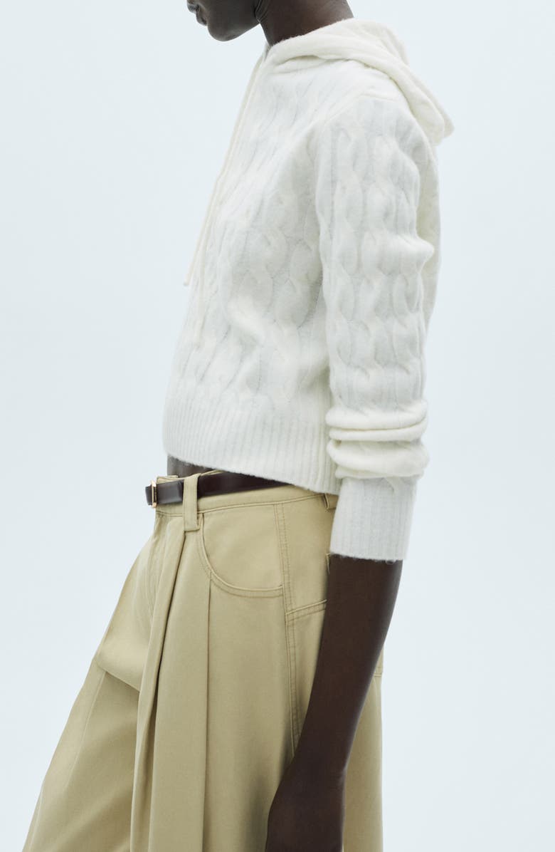 MANGO Cable Knit Hooded Sweater, Alternate, color, 