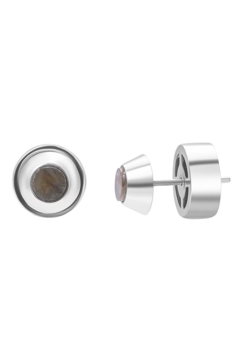 Inlaid Apex Stud Earrings, Main, color, SILVER/ LABRADORITE
