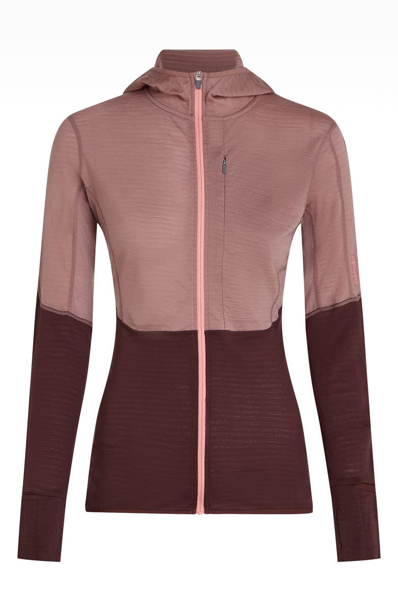 Icebreaker Tencel & Merino 200 Realfleece Descender Zip Hoodie, Alternate, color, Summit/ Java/ Acid Pink