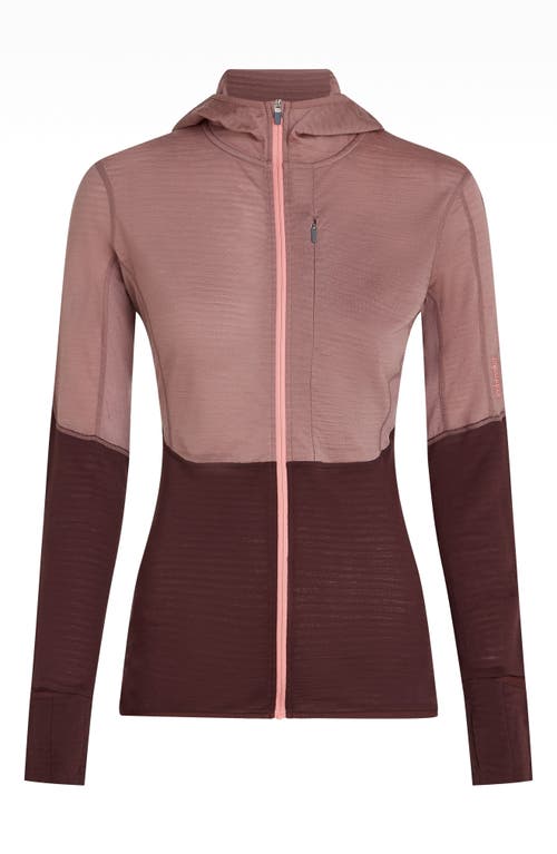 Icebreaker Tencel & Merino 200 Realfleece Descender Zip Hoodie In Pink
