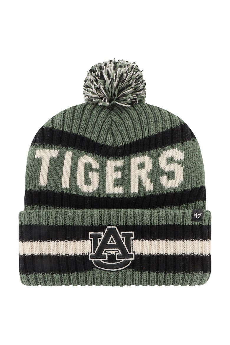 Men's '47 Green Auburn Tigers OHT Military Appreciation Bering Cuffed Knit Hat with Pom, Main, color, Green