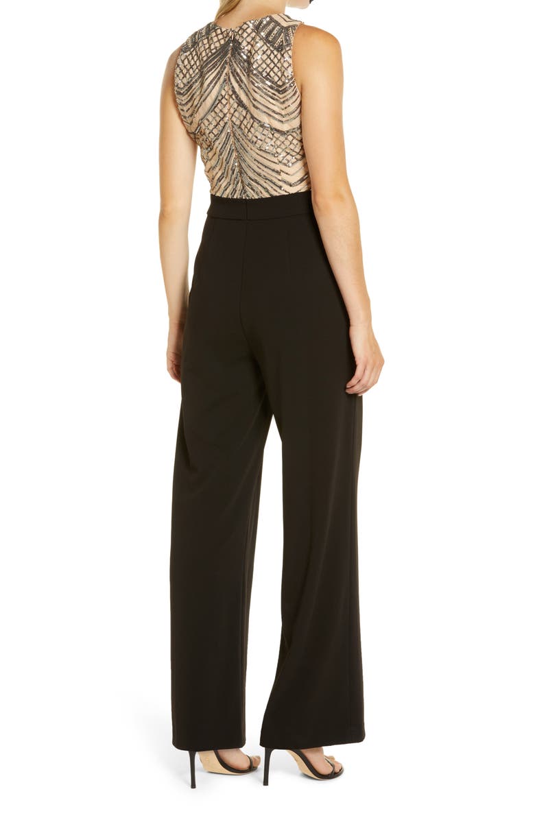 Vince Camuto Sleeveless Sequin Bodice Jumpsuit, Alternate, color, 