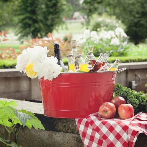 Twine Big Red Galvanized Metal Beverage Tub In Red