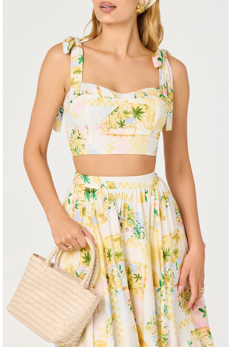 Kaleigh Tropical Print Crop Top, Main, color, LEMON PARADISE