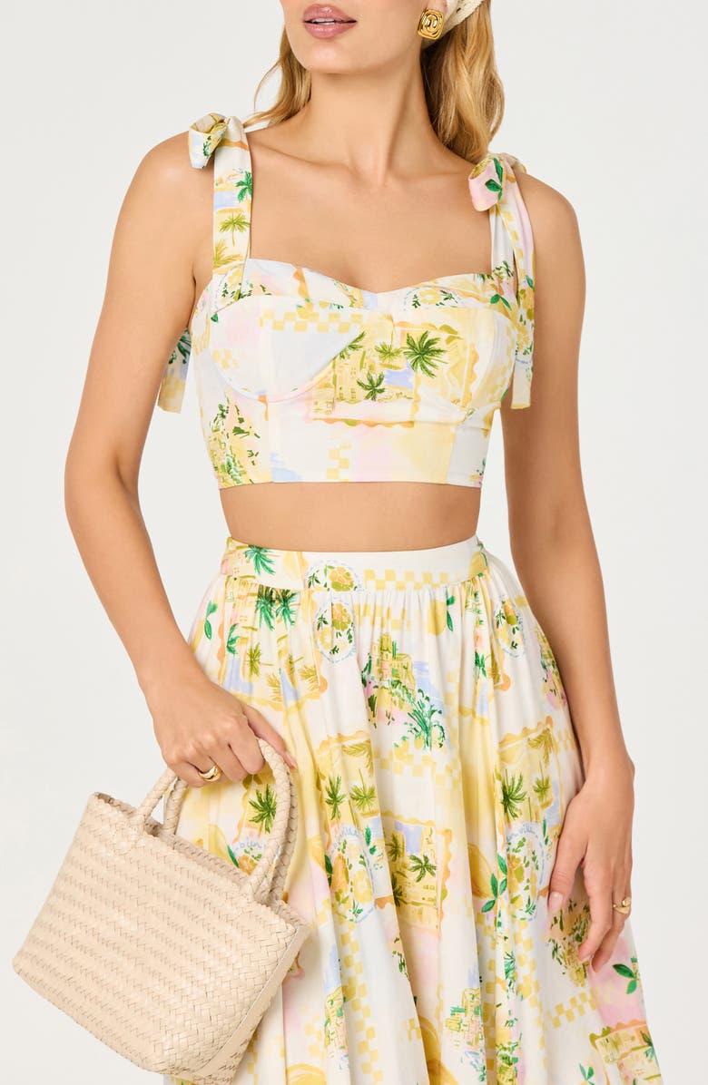 ASTR the Label Kaleigh Tropical Print Crop Top, Main, color, Lemon Paradise