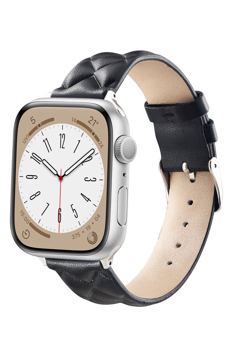 RItech Quilted Faux Leather Apple Watch<sup>®</sup> Watchband, Alternate, color, Black