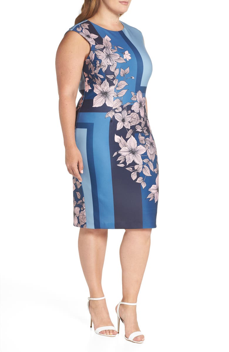 Vince Camuto Print Scuba Body-Con Dress, Alternate, color, 