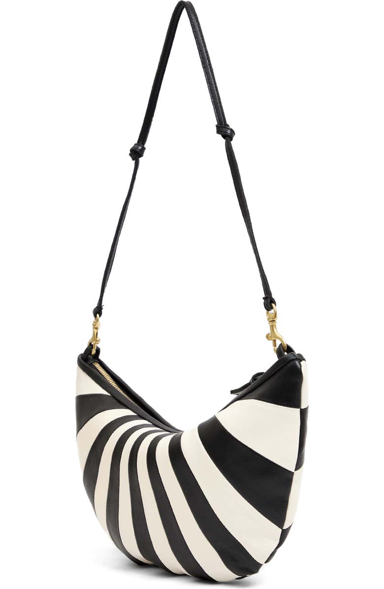 Clare V. Lune Shoulder Bag, Alternate, color, Black/ Cream Sunburst Nappa