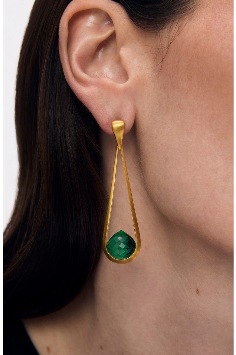 Samui Simulated Stone Drop Earrings, Alternate, color, BANYAN GREEN